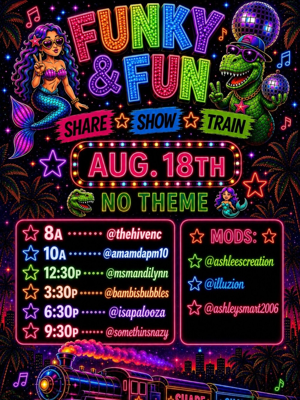 8/18 Funky & Fun Share Show Train 8am- 11:30pm Or Later! - Picture 1 of 15